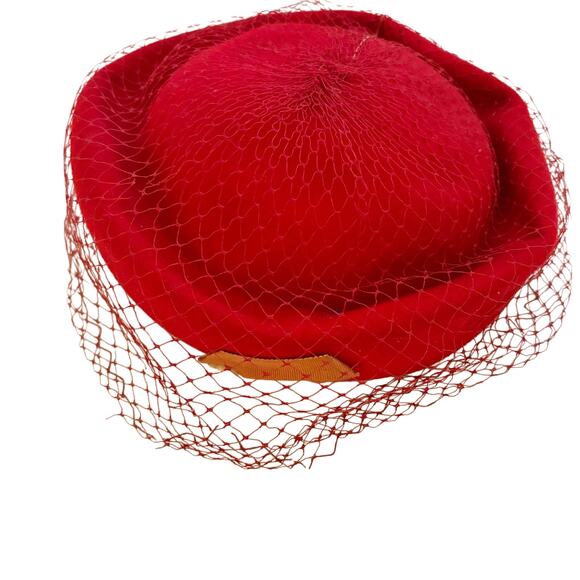 Vintage Union Made Pill Box Hat Red main image 7